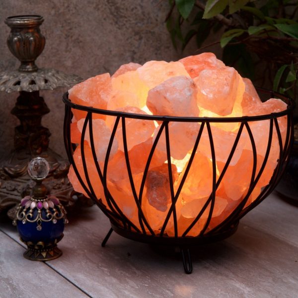 Crystal Decor Metal Basket Salt Lamp in Cylinder Shape with Salt... - Image 2